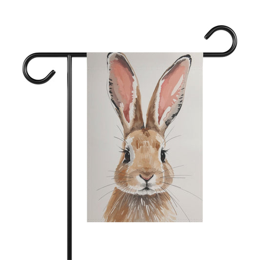 Watercolor Rabbit Portrait Garden and House Flag Decor Flags