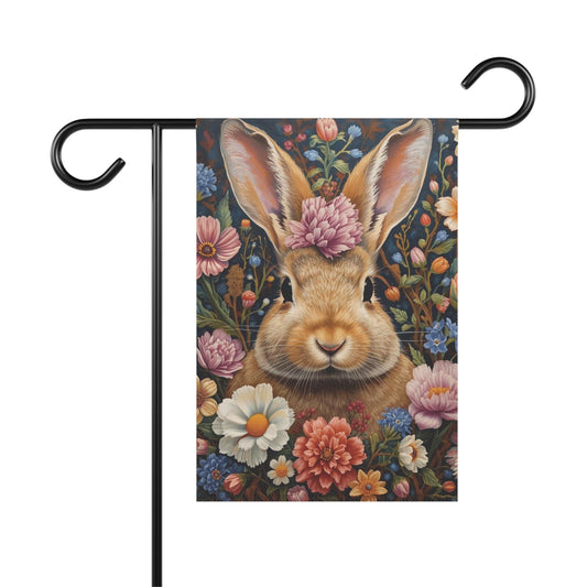 Moody Floral Bunny Garden and House Flag Decor Flags