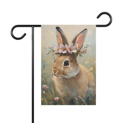 Bunny with Flower Crown Garden and House Flag Decor Flags