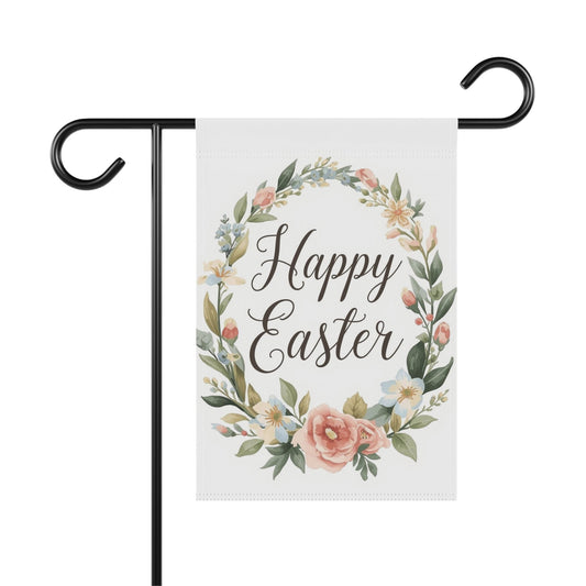 Happy Easter Floral Wreath Garden and House Flag Decor Flags