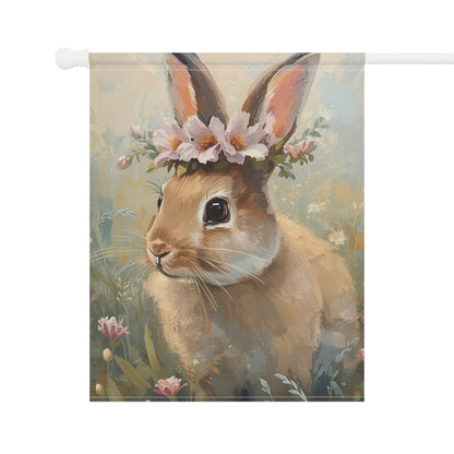 Bunny with Flower Crown Garden and House Flag Decor Flags
