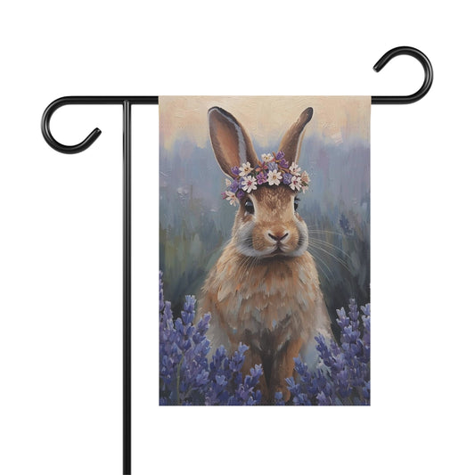Purple Floral Crown Bunny Garden and House Flag Decor Flags