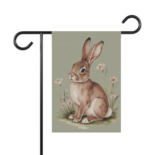 Bunny and Pink Flowers Garden and House Flag Decor Flags