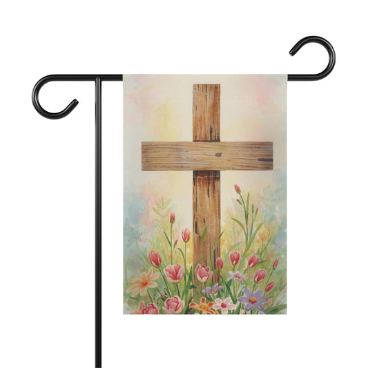 Wooden Cross Pastel Floral Garden and House Flag Decor Flags