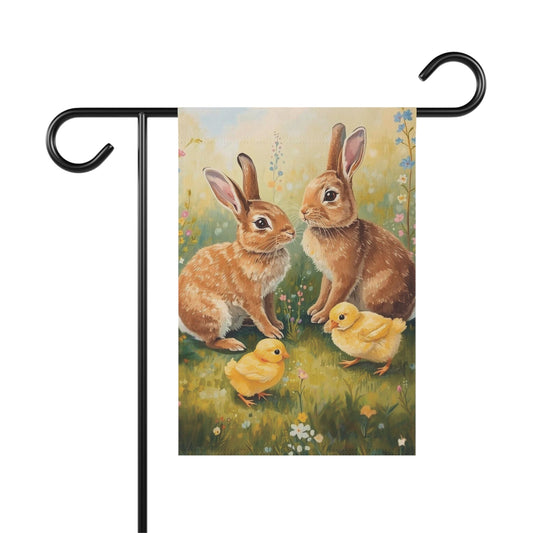 Bunnies and Chicks Garden and House Flag Decor Flags