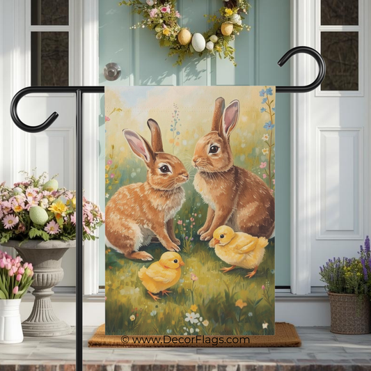 Bunnies and Chicks Garden and House Flag Decor Flags