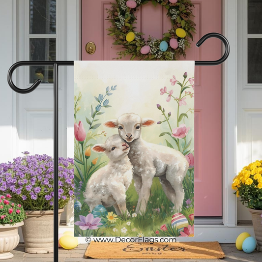 Spring Lambs Easter Garden and House Flag Decor Flags