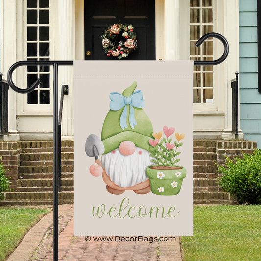 Spring Gnome Garden and House Flag Decor Flags